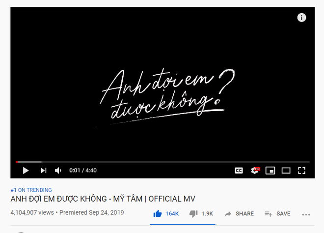 Mặc đàn em chật vật leo top, chị Đẹp Mỹ Tâm ngay ngắn ngôi vị Top 1 trending Việt Nam - Top 10 MV nhiều lượt xem nhất thế giới trong ngày nhẹ tựa lông hồng - Ảnh 1.
