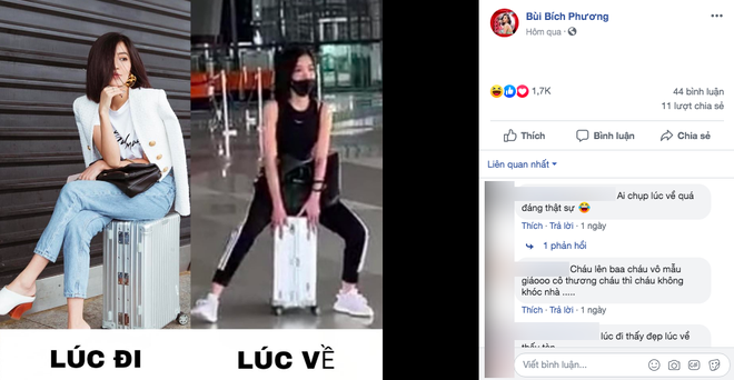 Thấy ai nấy r&ocirc;m rả L&uacute;c đi hết m&igrave;nh l&uacute;c về hết hồn, B&iacute;ch Phương tự mang thời trang s&acirc;n bay của m&igrave;nh ra l&agrave;m minh họa - Ảnh 1.