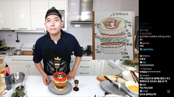 Đầu bếp fan cuồng Faker: Siêu đẹp trai, nổi tiếng Hàn Quốc vừa livestream làm hamburger cực đẹp mừng SKT vô địch LCK - Ảnh 3.
