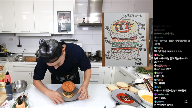 Đầu bếp fan cuồng Faker: Siêu đẹp trai, nổi tiếng Hàn Quốc vừa livestream làm hamburger cực đẹp mừng SKT vô địch LCK - Ảnh 6.
