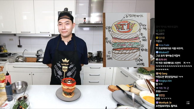 Đầu bếp fan cuồng Faker: Siêu đẹp trai, nổi tiếng Hàn Quốc vừa livestream làm hamburger cực đẹp mừng SKT vô địch LCK - Ảnh 8.