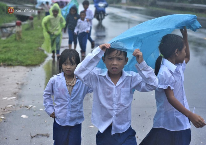 Không biết hoãn khai giảng, nhiều học sinh vùng lũ Quảng Trị đội mưa đi bộ đến trường - Ảnh 2.