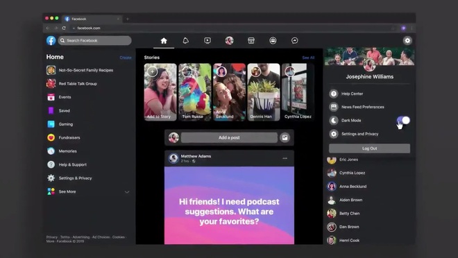 Facebook có giao diện mới, Dark Mode sẽ xuất hiện ngay đầu 2020 - Ảnh 1.