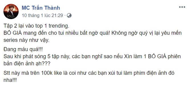 Bố Già lập lục đáng nể, Trấn Thành đăng đàn câu like úp mở về phiên bản điện ảnh - Ảnh 3.