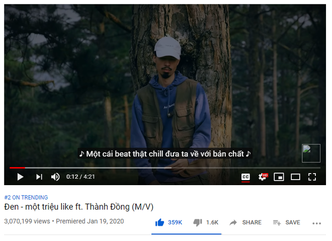 Sau 24h ra mắt, Một Triệu Like của Đen Vâu chuẩn bị giúp nam rapper san bằng kỉ lục với Jack về số lượng sản phẩm đạt top 1 trending! - Ảnh 1.