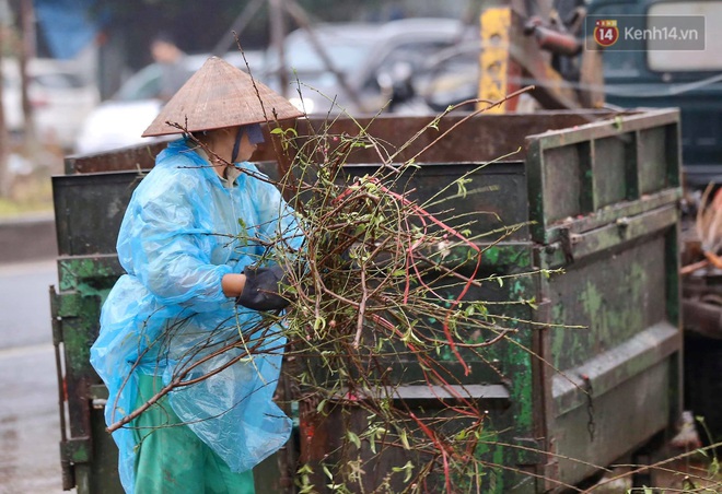 Mưa gió chiều 30, dân buôn đào quất bỏ cây chạy lấy người khiến chợ hoa hồ Đền Lừ ngập rác - Ảnh 8.