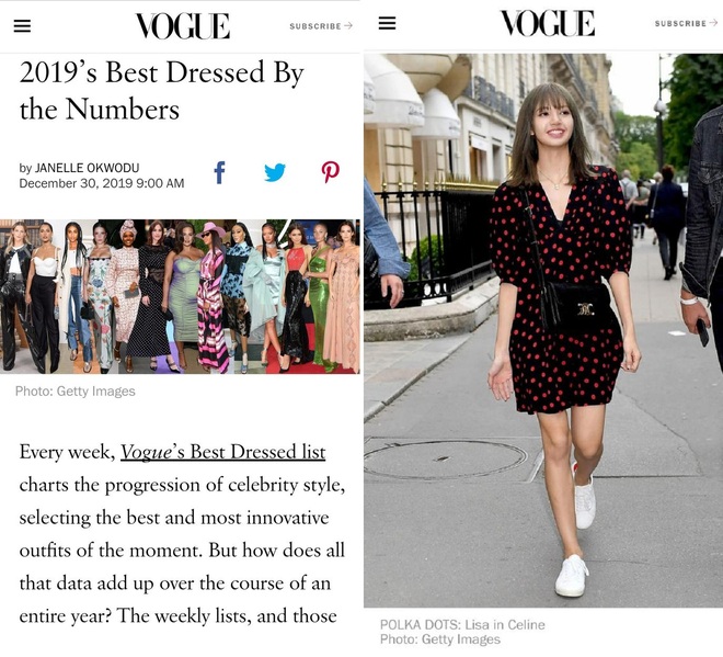 Vừa lọt top 10 fashion icon thế giới, Lisa tiếp tục trở thành idol Kpop duy nhất có mặt trong top sao mặc đẹp nhất 2019 của Vogue - Ảnh 1.