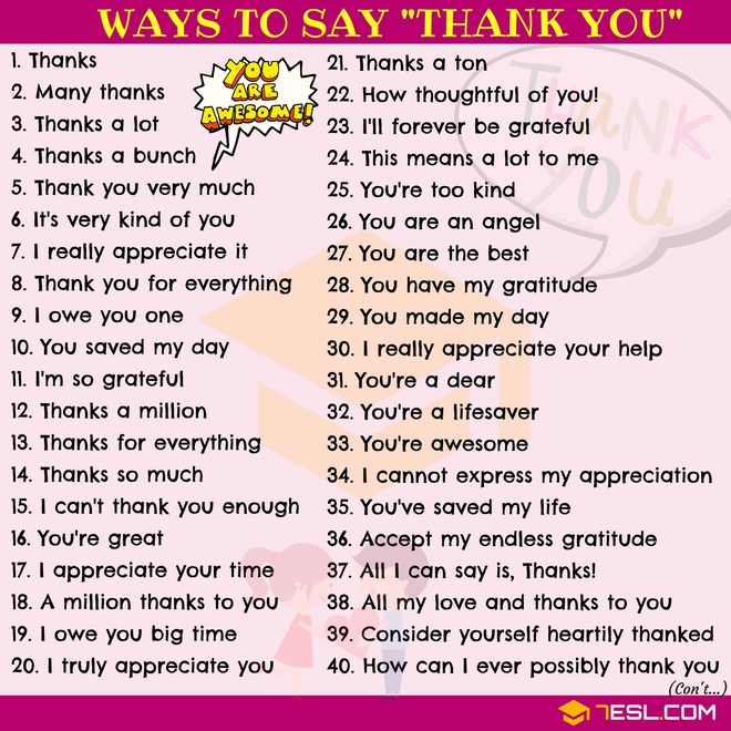 Muốn Cảm Ơn Ai Đó Đừng Dùng “Thank You” Nữa Vì Tiếng Anh Còn Có 65 Cách Nói  Khác Tuyệt Vời Hơn Đấy!