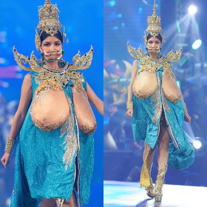 Trang phục dân tộc gây tranh cãi nhất lịch sử các cuộc thi: Sốc nhất là bầu ngực giả lộ thiên của Miss Universe Thailand 2020 - Ảnh 1.