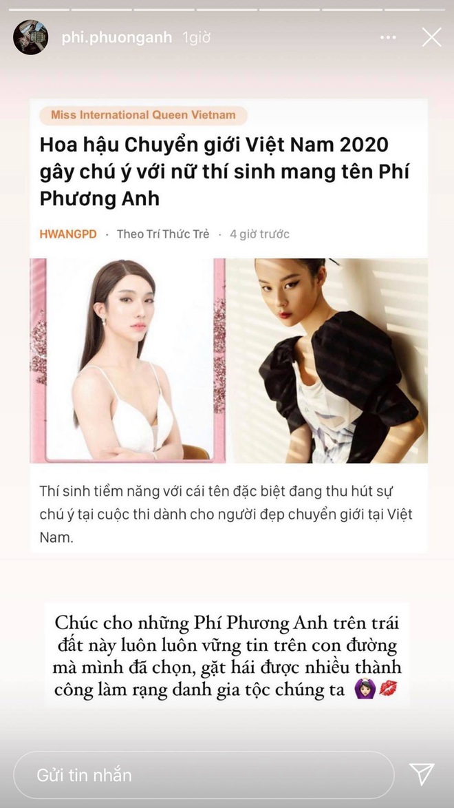 Phí Phương Anh chúc thí sinh Hoa hậu Chuyển giới cùng tên sớm làm rạng danh gia tộc - Ảnh 3.