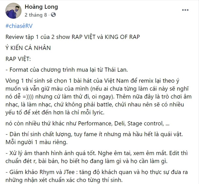 Giữa lùm xùm vạ miệng, bài review của MCK về Rap Việt và King Of Rap ngay sau tập 1 bị netizen đào lại - Ảnh 3.