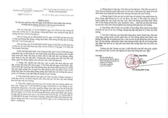 Cập nhật: Danh sách hơn 62 trường ĐH, CĐ cho sinh viên nghỉ tiếp đến cuối tháng 2 hoặc sang tháng 3 để phòng dịch Covid-19 - Ảnh 2.