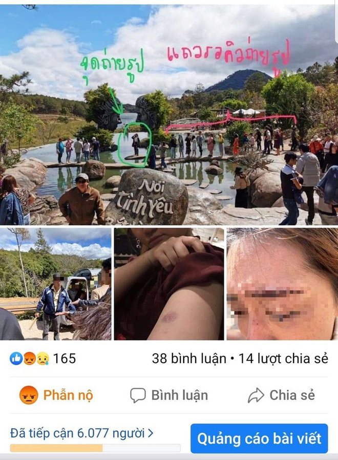 Tranh giành chỗ chụp hình ở hồ Vô Cực - Đà Lạt, một du khách Thái Lan bị đánh bầm dập - Ảnh 2.