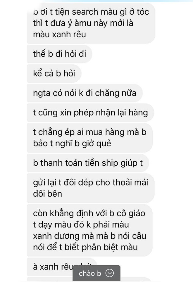 Mua dép xanh dương về tay xanh rêu, cô gái khiếu nại liền được chủ shop giảng bài đến... xanh mặt! - Ảnh 3.