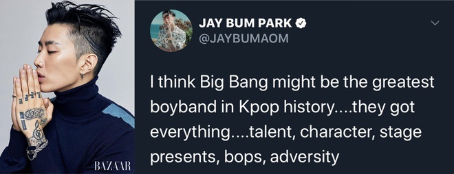 Jay Park bất ngờ tôn BIGBANG là nhóm nhạc vĩ đại nhất lịch sử Kpop, BTS và EXO bỗng bị lôi vào cuộc tranh cãi nảy lửa - Ảnh 1.