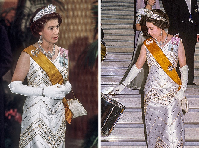 Những bộ váy áo lộng lẫy đi vào lịch sử của Nữ hoàng Anh trước khi bà theo đuổi phong cách sặc sỡ sắc màu - Ảnh 3.