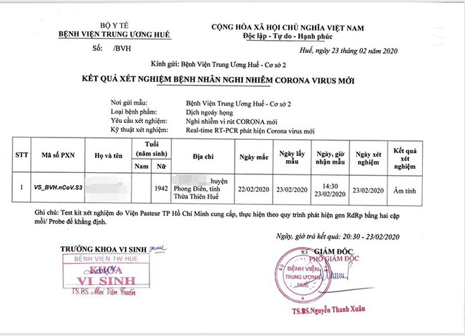 Kết quả xét nghiệm Covid-19 của cụ bà 78 tuổi ở Huế bị sốt, ho sau khi quá cảnh tại Hàn Quốc - Ảnh 1.