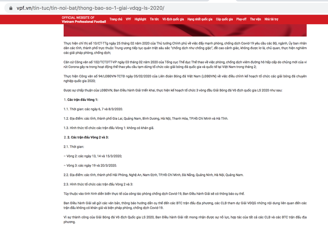 Giải b&oacute;ng đ&aacute; lớn nhất Việt Nam cũng sẽ thi đấu kh&ocirc;ng c&oacute; kh&aacute;n giả do ảnh hưởng của dịch Covid-19 - Ảnh 2.