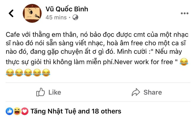 Nhạc sĩ đàn anh nêu quan điểm Nếu thật sự giỏi thì không làm miễn phí, dân tình phỏng đoán ngay đang cà khịa ai đó giữa lùm xùm hot nhất Vpop vài ngày qua? - Ảnh 1.