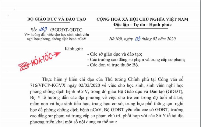 Bộ GDĐT yêu cầu quản lý học sinh, sinh viên trong thời gian tạm nghỉ học phòng, chống dịch do virus Corona - Ảnh 1.