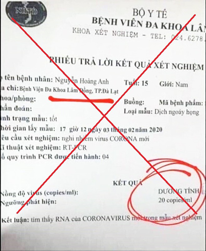 Lâm Đồng: Một học sinh lớp 11 làm giả phiếu trả lời kết quả xét nghiệm dương tính với virus corona - Ảnh 1.