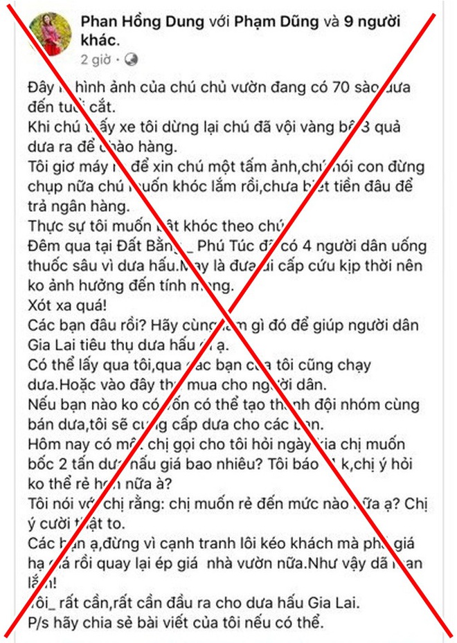 Công an mời người tung tin nhảm 4 người uống thuốc sâu vì dưa hấu lên làm việc - Ảnh 1.