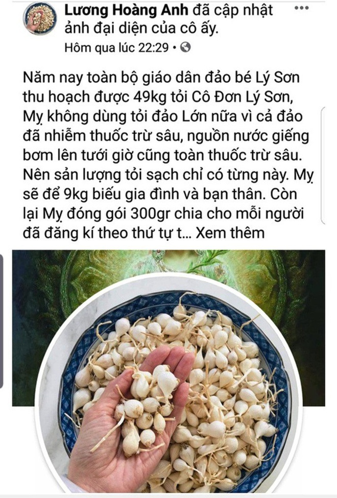 Đề nghị Bộ Công an xác minh tài khoản facebook Lương Hoàng Anh chém gió về tỏi Lý Sơn - Ảnh 1.