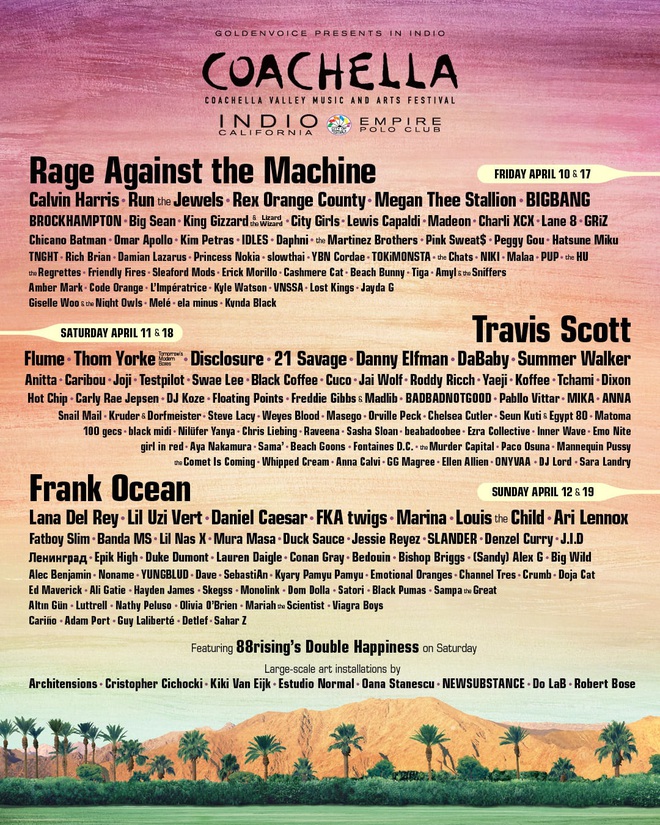 Coachella chính thức bị hoãn vì COVID-19, hẹn BIGBANG, Lana Del Rey, Lil Nas X, Charli XCX, Calvin Harris... vào tháng Mười năm nay! - Ảnh 1.