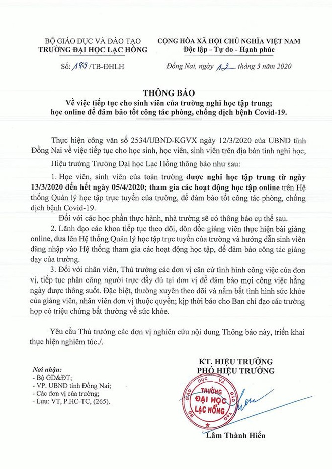 3 trường Đại học cho sinh viên nghỉ đến hết ngày 5/4 - Ảnh 2.