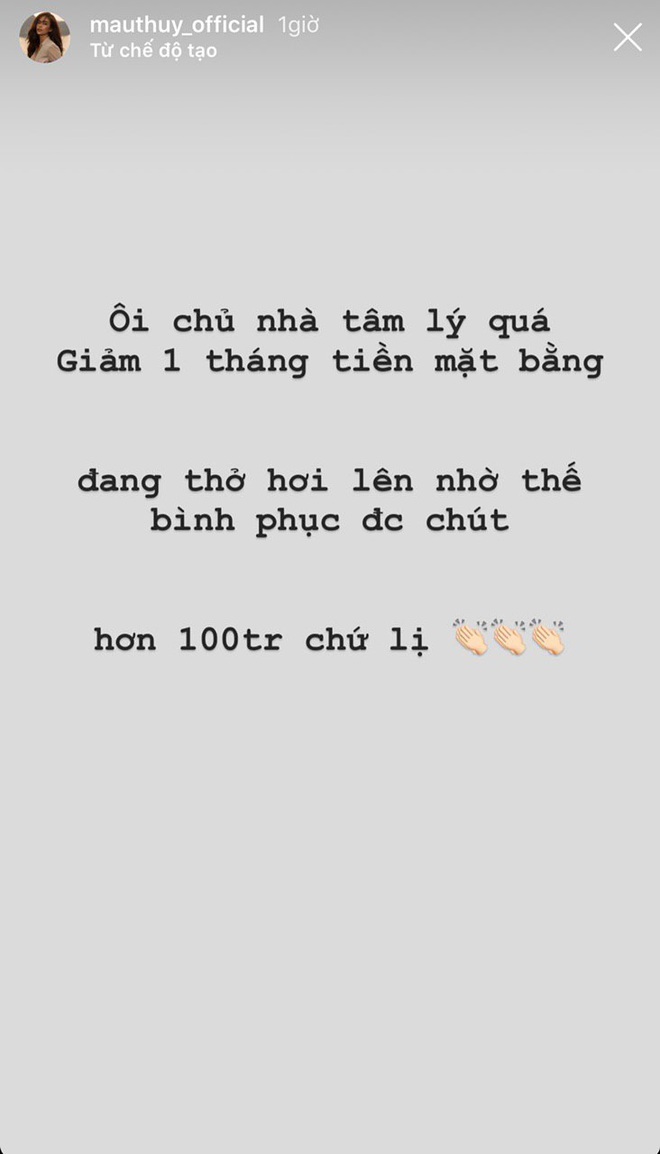 Ai có phúc như Mâu Thủy, có chủ nhà tâm lý nhất mùa dịch: Không lấy tiền thuê mặt bằng, cả trăm triệu chứ chẳng ít! - Ảnh 1.