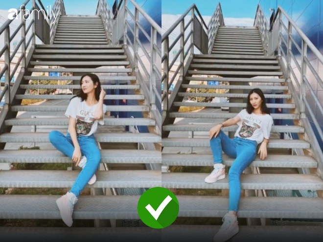 Mặc đẹp nhưng tạo d&aacute;ng hỏng th&igrave; cũng vứt, bạn sẽ cần đến bộ b&iacute; k&iacute;p pose ch&acirc;n d&agrave;i ảo diệu với background cầu thang - Ảnh 4.