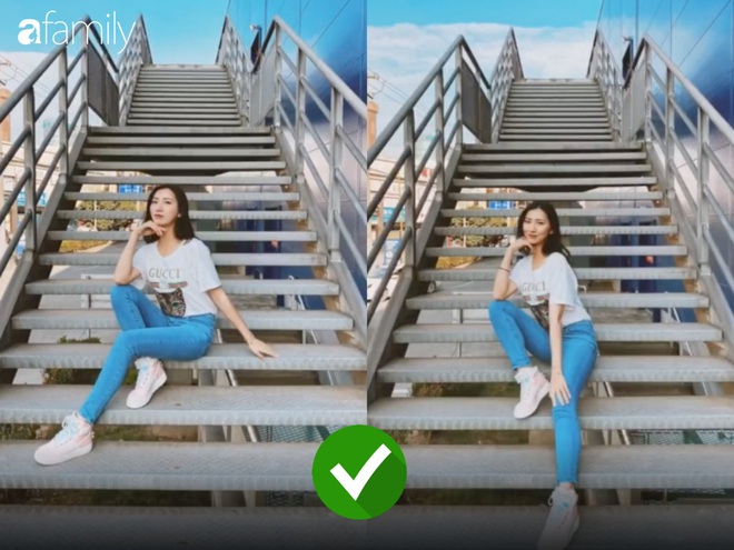 Mặc đẹp nhưng tạo d&aacute;ng hỏng th&igrave; cũng vứt, bạn sẽ cần đến bộ b&iacute; k&iacute;p pose ch&acirc;n d&agrave;i ảo diệu với background cầu thang - Ảnh 6.