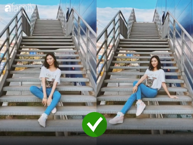 Mặc đẹp nhưng tạo d&aacute;ng hỏng th&igrave; cũng vứt, bạn sẽ cần đến bộ b&iacute; k&iacute;p pose ch&acirc;n d&agrave;i ảo diệu với background cầu thang - Ảnh 7.