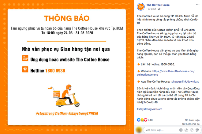 Hưởng ứng lời k&ecirc;u gọi chống dịch Covid-19, loạt thương hiệu cafe lớn đồng loạt đ&oacute;ng cửa tạm thời, hạn chế phục vụ ở TP.HCM - Ảnh 3.