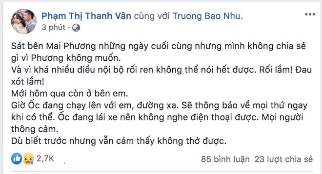 Ốc Thanh Vân xót xa tâm sự về Mai Phương trước khi cố nghệ sĩ qua đời: Mình không chia sẻ gì vì Phương không muốn - Ảnh 2.
