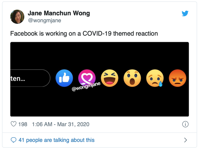 Đu trend mùa dịch, Facebook sắp làm cả nút react biểu tượng cảm xúc Covid-19 - Ảnh 1.