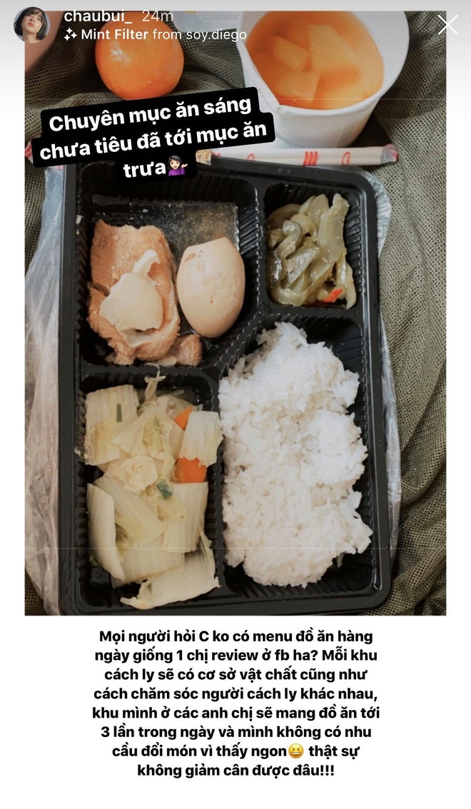 Báo cáo gấp của Châu Bùi từ khu cách ly: cơm ăn 3 bữa, quần áo mặc cả ngày, lại còn được những người ở cùng cho đồ ăn liên tục - Ảnh 6.