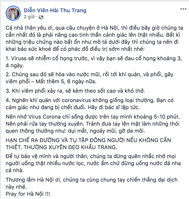 Dàn sao Việt trấn an công chúng khi Việt Nam xuất hiện ca nhiễm Covid-19 thứ 17: Trấn Thành và Thu Trang đáng chú ý nhất! - Ảnh 3.