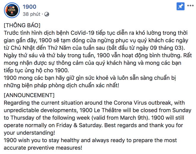 Club lớn nhất nhì Hà Nội thông báo đóng cửa để tránh lây lan dịch bệnh, chỉ mở đúng 2 ngày mỗi tuần - Ảnh 1.