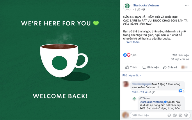 Starbucks chính thức mở cửa trở lại nhưng mỗi cơ sở chỉ cho 10 người ngồi tại quán cùng một lúc - Ảnh 1.