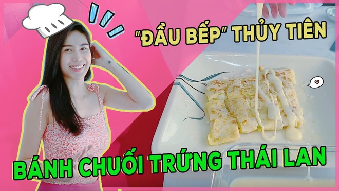 Thuỷ Tiên tự trổ tài làm bánh chuối kiểu Thái cho Công Vinh và bé Bánh Gạo: cũng định quăng bột bánh cho điệu nghệ như ngoài hàng nhưng bó tay - Ảnh 1.