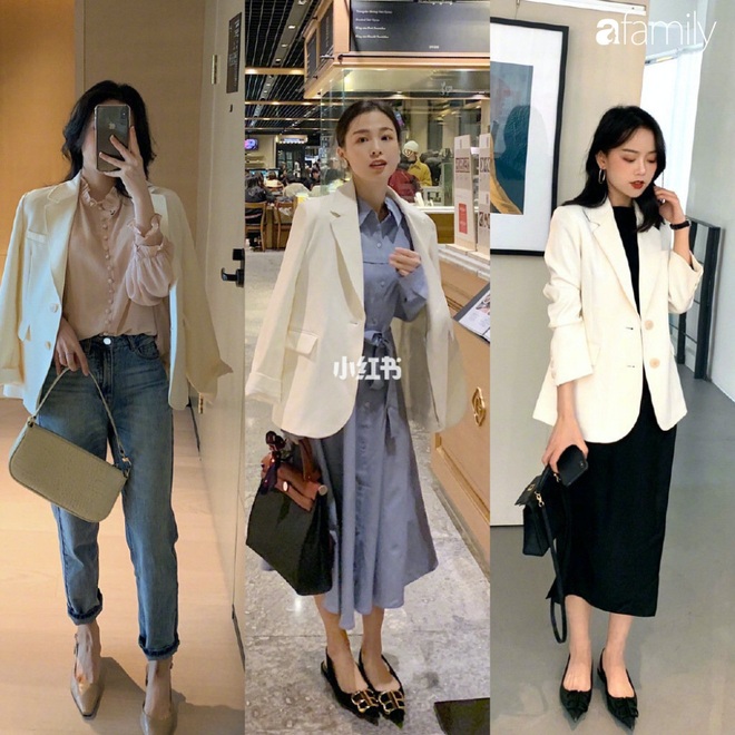 Tranh thủ ở nhà dọn tủ quần áo, cô nàng này trổ tài kết hợp blazer trắng theo 12 cách cực kỳ thú vị - Ảnh 2.