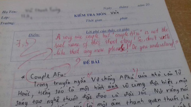 Kiểm tra Ngữ Văn nhưng ghi cả tiếng Anh vào bài làm, cô giáo phản đòn cực gắt khiến cộng đồng mạng cười nắc nẻ - Ảnh 1.