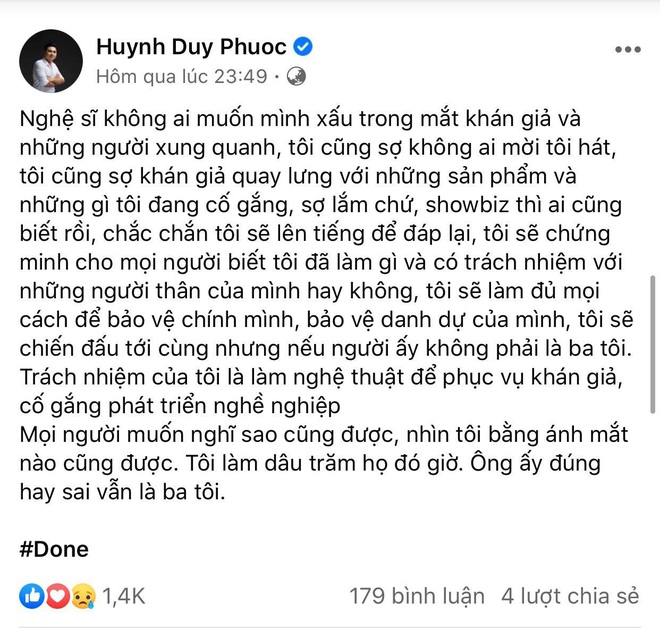 Duy Phương tiết lộ con trai không bao giờ cho tiền, Duy Phước buồn bã đăng status: Ông ấy đúng hay sai vẫn là ba tôi - Ảnh 2.