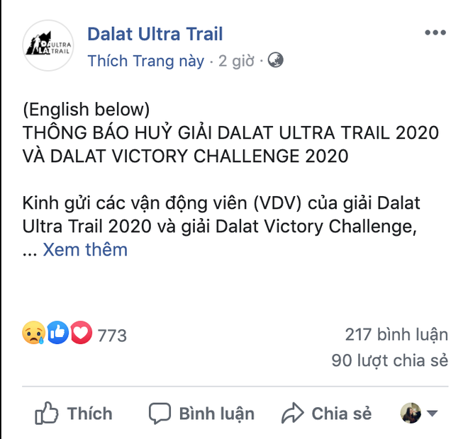 Huỷ giải Dalat Ultra Trail 2020 và Dalat Victory Challenge sau tai nạn của nam vận động viên marathon - Ảnh 1.