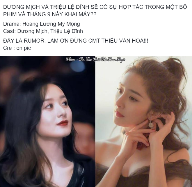 Rộ tin Dương Mịch - Triệu Lệ Dĩnh đ&oacute;ng chung phim mới, netizen c&agrave; khịa: Để fan hai chị lại chiến nhau hay g&igrave; - Ảnh 1.