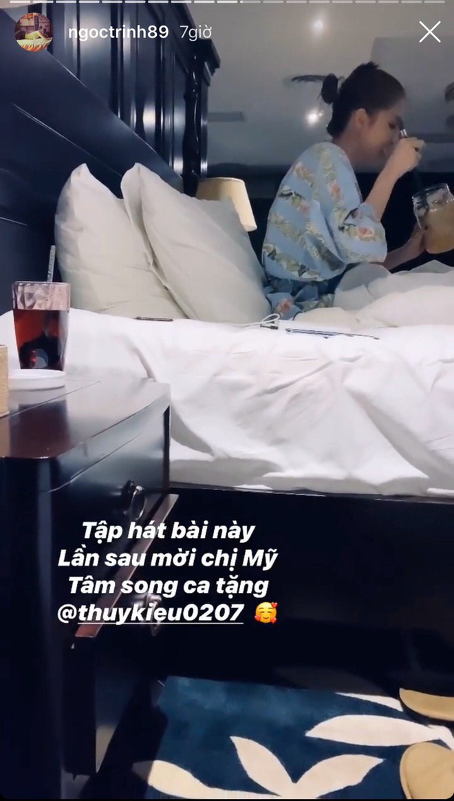 Ngọc Trinh vừa ăn vừa tập h&aacute;t hit Mỹ T&acirc;m, khẳng định sẽ mời đ&agrave;n chị song ca để d&agrave;nh tặng trợ l&yacute;?  - Ảnh 2.