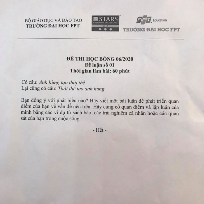 Đề thi học bổng ĐH FPT đọc vào ai cũng tấm tắc khen nhưng mắc phải 2 lỗi sai cơ bản này - Ảnh 1.