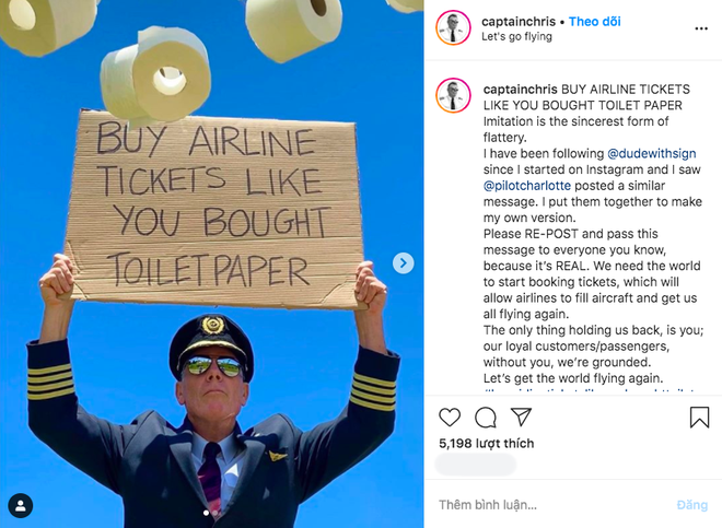 Bức ảnh phi công cầm biển “Hãy mua vé máy bay như bạn mua giấy vệ sinh”: đằng sau sự ví von hài hước là nỗi buồn của hàng triệu người - Ảnh 2.