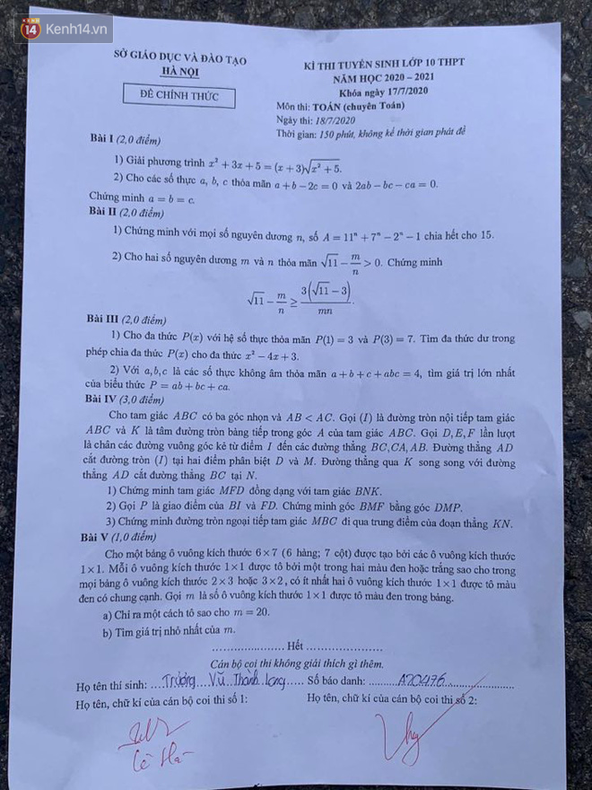 Đề thi chuyên Toán siêu khó, thí sinh Hà Nội khóc ròng vì không làm được bài - Ảnh 10.